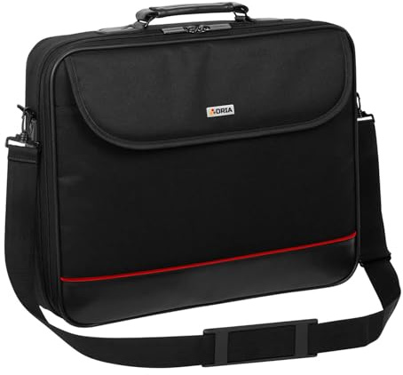ORIA Laptop Tasche passend für 17-17.1 - 17.3 Zoll Notebook | Umhängetasche Hülle Aktentasche mit verstärkten Schutzrahmen Schultertasche | L Schwarz
