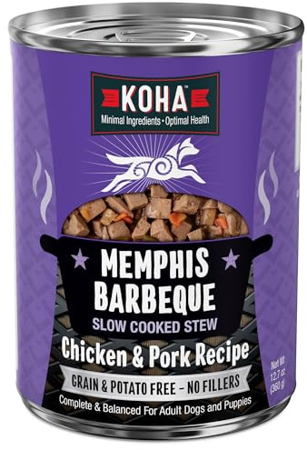 KOHA Memphis BBQ Stew for Dogs with Chicken and Pork, High Protein Wet Dog Food, 12.7oz Cans (Case of 12)