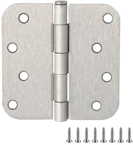 Design House Door Hinges for Interior Doors 6-Pack 4-inch x 4-inch – Rounded 5/8-inch Radius Steel Door Hinge – Satin Nickel – Fits Standard Doors – Design House 189704