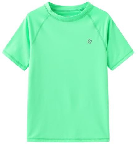 HODOSPORTS Boys UPF 50+ Rash Guard Swim Shirts Short Long Sleeve Quick Dry UV Protection Sun Shirt Light Green