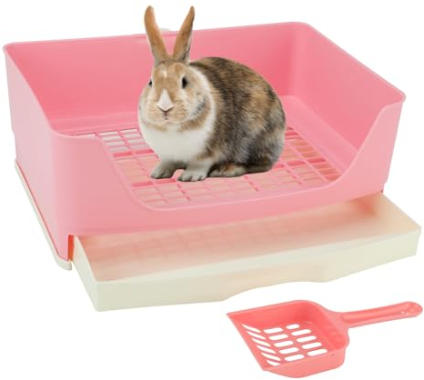 HYLYUN Grand bac à litière pour lapin, pot d'apprentissage de la propreté, boîte à litière d'angle avec tiroir, grande poêle pour animaux de compagnie pour adultes, cochons d'Inde, lapins, hamster,