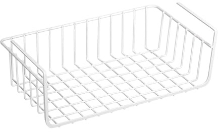 Baoblaze unter dem Regal hängender Aufbewahrungskorb, Drahtkorb, Metalldrahtregal, hängender Mehrzweck-Schiebekorb für Schlafzimmer, Schrank, Speisekammer, Weiß 32x22cm