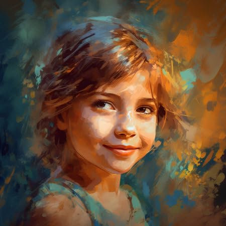 adrium Acryl-Bild 80 x 80 cm: Porträt einer schönen jungen Frau mit langen Haaren. Digitale Zeichnung (210264351)