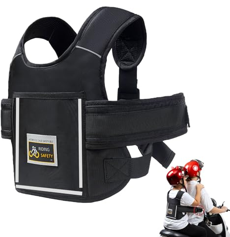 Funmo Cintura di Sicurezza per Moto per Bambini, Cintura per Moto per Bambini, Cintura di Sicurezza per Moto per Bambini Regolabile, con Strisce Riflettenti, Adatta per Bambini tra i 2 e i 12 Anni