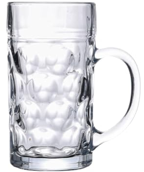 vidaXL Bierkrüge mit Henkel Glas, Bierkrug mit Noppen-Design, Bierglas für Bar Restaurant Café, Bierbecher Trinkglas Glasbecher, 1000 ml