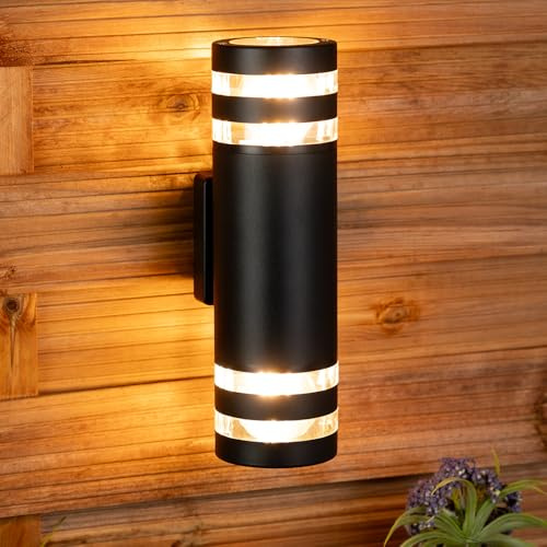 Lumiled Außenwandleuchte Wandlampe aussen Außenleuchte Wand 2x E27 Fassung Außenbeleuchtung Wandleuchter Gartenleuchte Terrasse Haus Fassade IP54