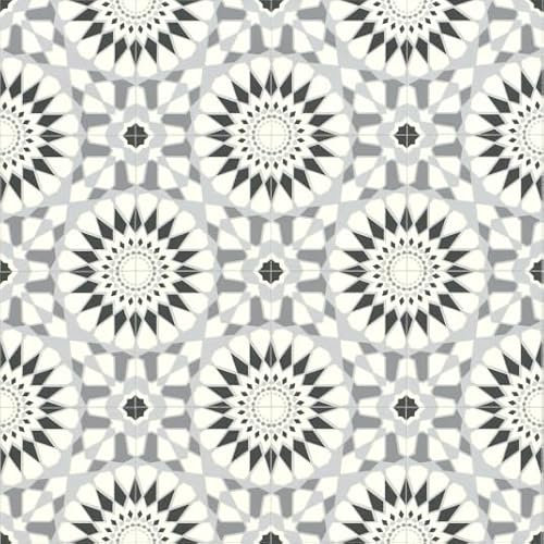 Sol Vinyle Carreaux de Ciment mosaïque Noir - Rouleau de 2m x 2m