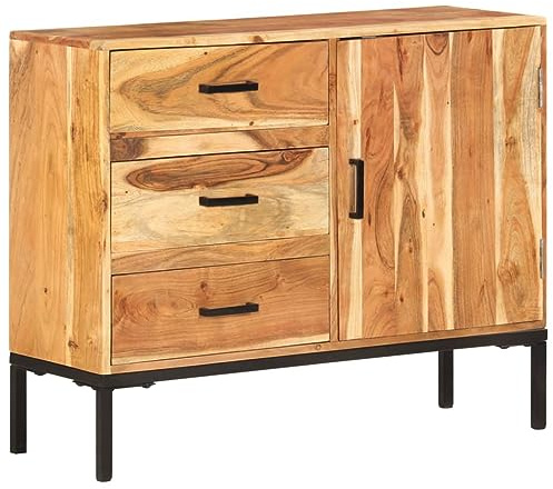 Willood Sideboard 88x30x73 cm Akazie Massivholz Braun mit kommode breit Schrank mit schubladen küchenschrank