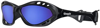 Glogglz® Finz Sport Sonnenbrille - UV-Schutz und Polarisierend - Wrap Around Design - Wassersport - Antibeschlag (Schwarz)