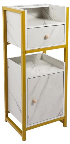 Carrello da parrucchiere in acciaio e truciolato, moderno sistema di conservazione per parrucchieri e studi di bellezza (oro)