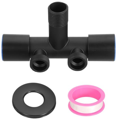 sourcing map 2 Way Garden Hose Splitter, Stainless Steel 1/2 Heavy Duty Water Hose Connector Pipe Hose Adapter Faucet Adapter for Water Pipes Washing Machine Tap Shunt, Black