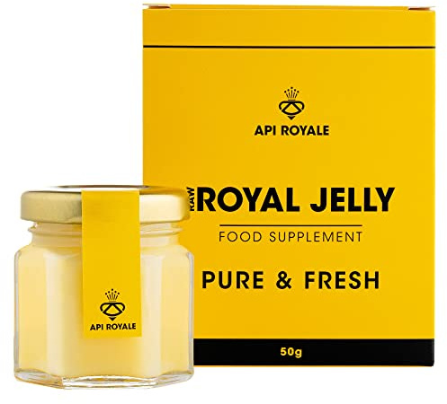 Royal Jelly Pure & Fresh 50g – Premium Royal Jelly Nutritional Supplements 100% Natural with Natural and Non-Gluten Formula – Compact Isothermal Box with Dosing Spoon