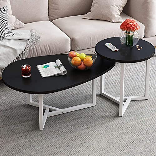IUBGFTO Tropfenförmiger Empfangs-Beistelltisch, Studio, minimalistischer Lesetisch, Wohnzimmer, Metallrahmen, Satztisch, 2er-Set, Akzenttisch mit Tischplatte aus Holz, Couchtisch,#2-C