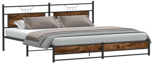 vidaXL Metallbett ohne Matratze Räuchereiche 193x201 cm