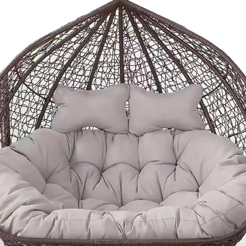 Doppelter Hängesessel für den Außenbereich, mit Kissen, Hängekorb für 2 Personen, Hellgrau, 150 x 110 cm, für Außenbereich, Terrasse, Möbel, Schaukelstuhl für Garten, Veranda, Balkon, wetterbeständig