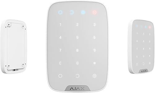 Clavier tactile sans fil Ajax KeyPad, compatible Hub 2.0+, alarme silencieuse et LED état système, blanc