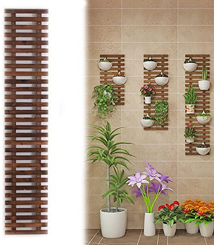 Maceta de madera para colgar plantas al aire libre, soporte para suculentas, enrejado colgante con marco de exhibición para patio, jardín, decoración de pared, 150 x 29 cm