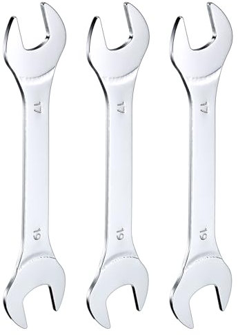 QUARKZMAN 3Pcs Clé à Fourche Double Extrémité Ouverte Clés Fines 17x19mm Métrique Clé Plate Ultra Fine et Petite, Polie Miroir, pour Réparation Automobile et Assemblage de Meubles