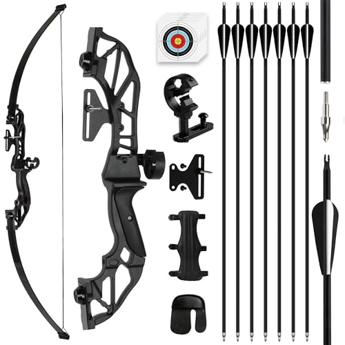 SERfawnCH 30LBS Recurve Bow Adult Right Hand and Arrow Set with 6 Carbon Arrows for Outdoor Survival Target Practice Archery Longbow