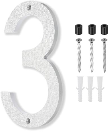 PATIKIL 10 Inch Numéro De Maison, Panneau D'Adresse De Maison Grand Numéro Flottant Moderne Avec Vis Pour Porte Extérieure Mur Rue, Argent, 3