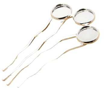 Cabochons en cuivre de 12 mm, 3 bases, peignes, épingles à cheveux, supports vierges, pinces à cheveux, accessoires de bricolage, 35 x 65 mm, 5 pièces(Silver)