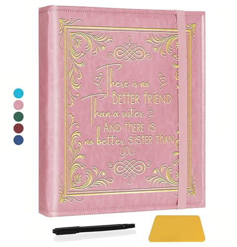 CWEGSJ Sisters Photo Album for 3x5 4x6 5x7 Pictures DIY Memory Leather Cover Album Bestie Gifts BFF Photo Album Book Soul Sisters Gifts (Album better friend-Pink)