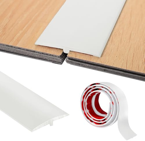 Perfil de transición autoadhesivo, perfil en T, barra de transición 5cm x 100 cm, PVC en forma de T, barra de transición para umbrales de puertas y suelos de conexión de baldosas laminadas
