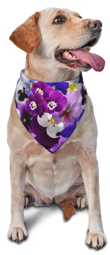 Hundehalstücher mit grafischem Stiefmütterchen, Ostern, Frühlingsblumen, für Katzen und Welpen, waschbar, Taschentuch für Haustiere