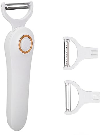 Fockety Épluche-patates électrique, épluche-patates Automatique en Acier Inoxydable avec 3 Têtes de Coupé,