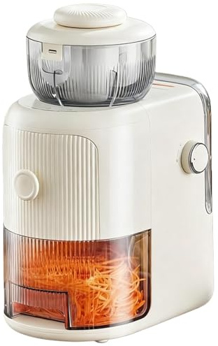 Electric Cheese Grater, Vegetable Salad Maker with 3 Replaceable Stainless Steel Blades, Easy-to-Clean Electric Slicer