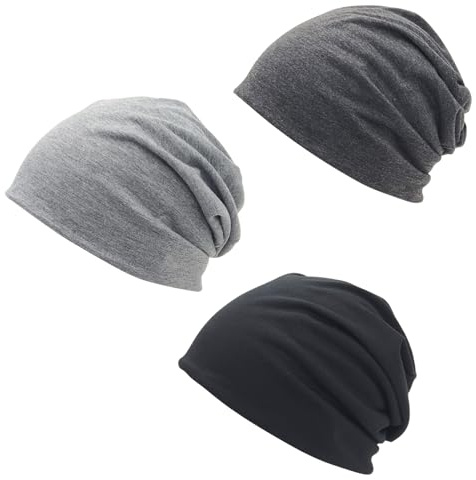 Scettar 3 Pezzi Berretto Invernale Unisex – Slouch Beanie in Jersey Leggero, Cappello Caldo Morbido, Berretto Sportivo per Uomo Donna Sci Ciclismo Allenamento Tutte Le Stagioni