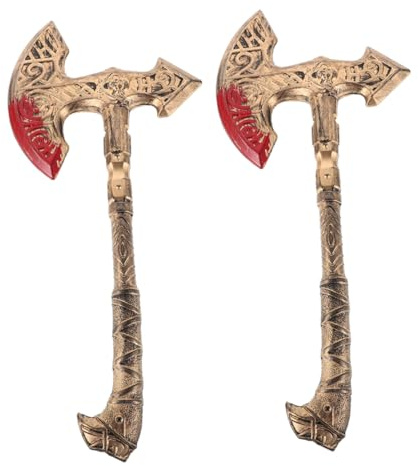 MOBUTOFU 2 Pezzi Asce Vichinghe Retrò in Plastica per Costume Cosplay Accessori Leggeri e Resistenti per Halloween e Feste Tema Medievale