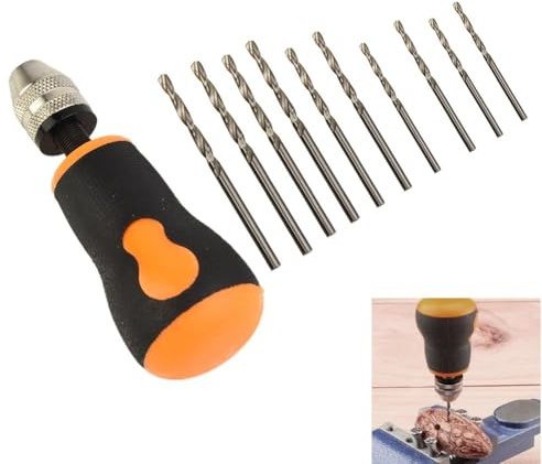 Mini trapano portatile a mano con set di 10 punte da trapano (0,8-3,0 mm) per PCB, gioielli, legno, plastica e modellismo