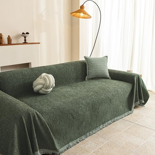 MYSKY HOME Olivgrün Sofa überzug, Sofa Schutzdecke Kratzschutz für Sofa | Couch überzug Kratzschutz Sofa Katze, überwurfdeckenn für Sofa Schutzdecke, Sofaüberwürfe für Hunde Haustiere, 180x300cm