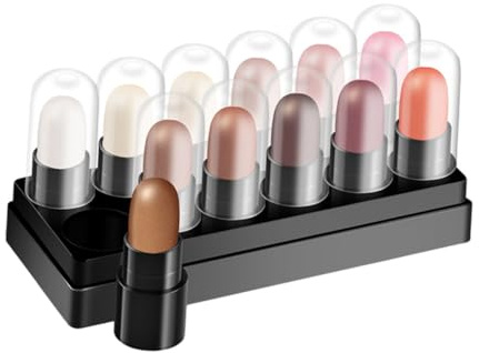 FIXOSHEE Lot de 12 Crayons à Paupières Colorés Waterproof, Stick Illuminateur Haute Tenue, Palette Maquillage Yeux 2 Doux Nacré, Fard à Paupières Crème pour Filles, Maquillage Longue Durée