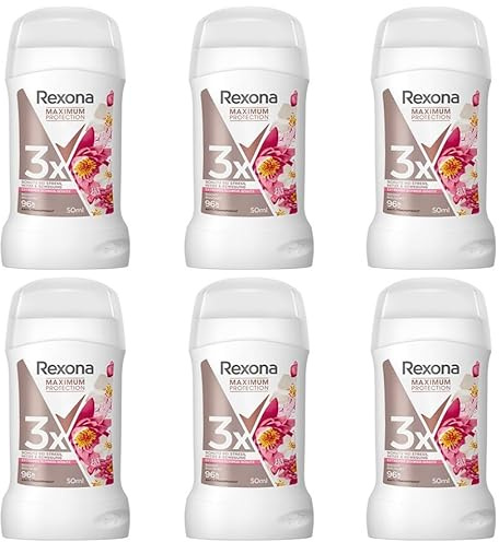 6x Rexona Women Maximum Protection Anti Transpirant Stick Bright Bouquet Deostick mit dem 3x Schutz bei Stress,Hitze und Bewegung Deodorant mit 96 Stunden Schutz vor Schweiß,50 ml (6er Pack)
