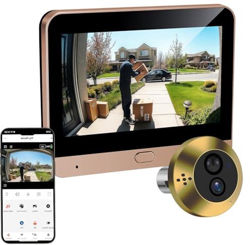 2K Audio Bidireccional Mirilla de Puerta Pantalla de 4.3'' Cámara Video Inalámbrico con PIR Detección de Movimiento, Vista en Vivo140°con Batería Recargable 5000mAh, WiFi 2,4GHz Visión Nocturna