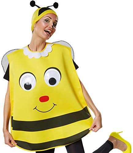 dressforfun 302194 - Unisex Kostüm Biene, Poncho in Einheitsgröße, Mütze in schwarz-gelb mit Fühlern