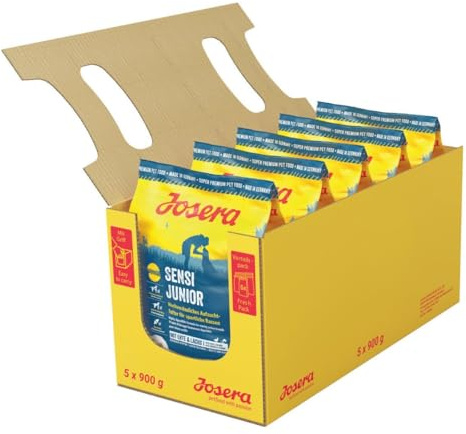 Josera - Hundefutter - 5 x 900 g Pack - Sensi Junior - Ente und Lachs - Adultes und aktives Hundefutter - Ideal für empfindliche Magen - leichte Verdauung