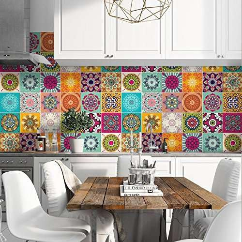 RE-COVERTILES Fliesenaufkleber für Küche und Bad 10 Stück 20x20 cm PS00179 | PVC Material, Wasserfest, Kratzfest, Wanddekoration, Selbstklebend, Made in Italy