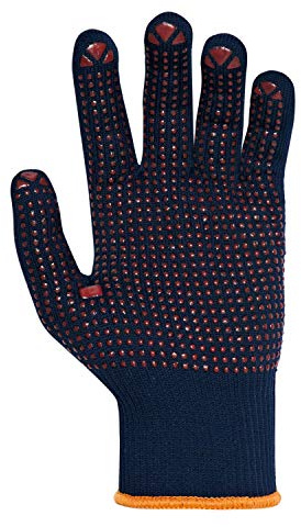 (12 Paar) teXXor Handschuhe Feinstrickhandschuhe Baumwolle/Nylon 12 x blau/rote Noppen 11