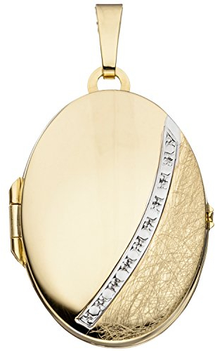 Jobo Damen-Medaillon aus 8 Karat 333 Gold Bicolor Oval zum Öffnen für 2 Fotos