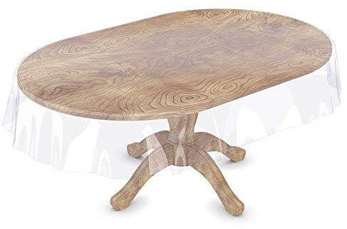 ANRO Tischdecke Transparent abwaschbar Durchsichtig Folie mit Saum in ohne Einfassung Oval Glasklar Tischfolie Tischschutz PVC Schutzdecke wasserabweisend 180x140cm 0,5mm