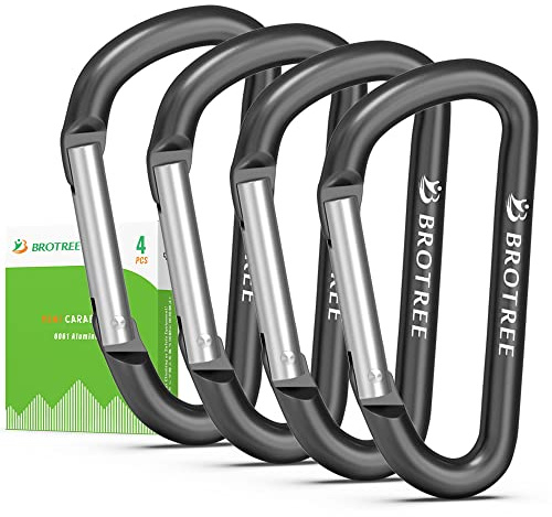 Brotree Liten Karbinhakar Stark Mini Nyckelhållare Små Nyckelklämmor för Camping, Vandring, Ryggsäck, Nyckelringar - 6cm Aluminum D-Typ