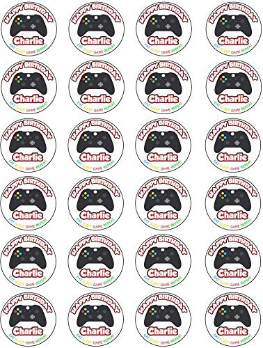 AK Giftshop Personalised Xbox Gaming Birthday Stickers - (Pack of 24) - Any Name Age Text