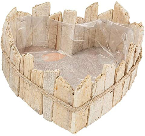 Bettin dekoratives Pflanzgefäß Herz Pflanzherz aus Naturholz in 2 Größen (groß ca. 32 x 32 x 14 cm hoch)
