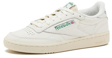 Reebok Club C 85 Vintage Tennis Sneakers for Women, Casual White Womens Shoes, Size 5 to 11 - Chalk/Alabaster/Glen Green, 7 Medium