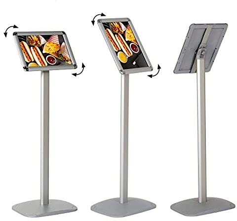 Infoständer DIN A3 Rondo (420x297 mm), Plakatständer aus Aluminium, Infohalter für Quer/ Hochformat, Präsentationsständer Werbeständer