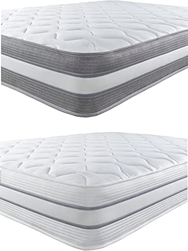 Aspire Beds Matratze mit 3 Schichten, 3 Komfort-Füllungen und AC Aspire-Cool Touch, Hybrid, Bonellfederkern und Memory-Faser, Wollschaum, Grauer Rand, 60 cm kleines Einzelbett (76 x 80 cm)