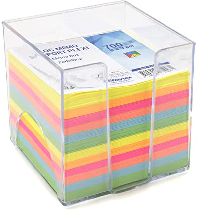 WAYTEX 931151 Bloc mémo de 700 notes multicolores 9 x 9 cm avec support plastique transparent